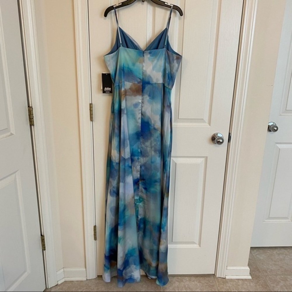 Aidan by Aidan Mattox Printed Twist-Front Maxi Dress in Blue Multi Size 12 - Picture 8 of 13